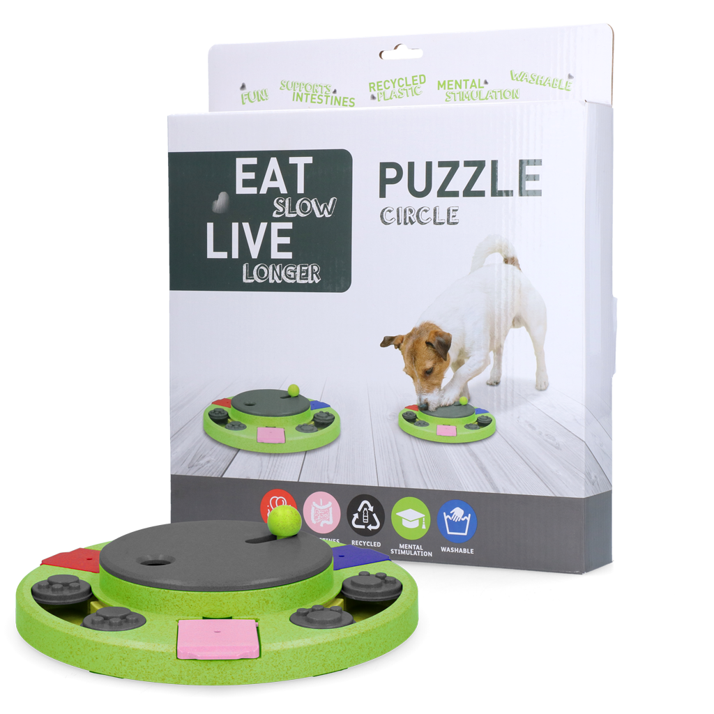 Eat Slow Live Longer Hundepuzzle, Antischlingnapf, rund