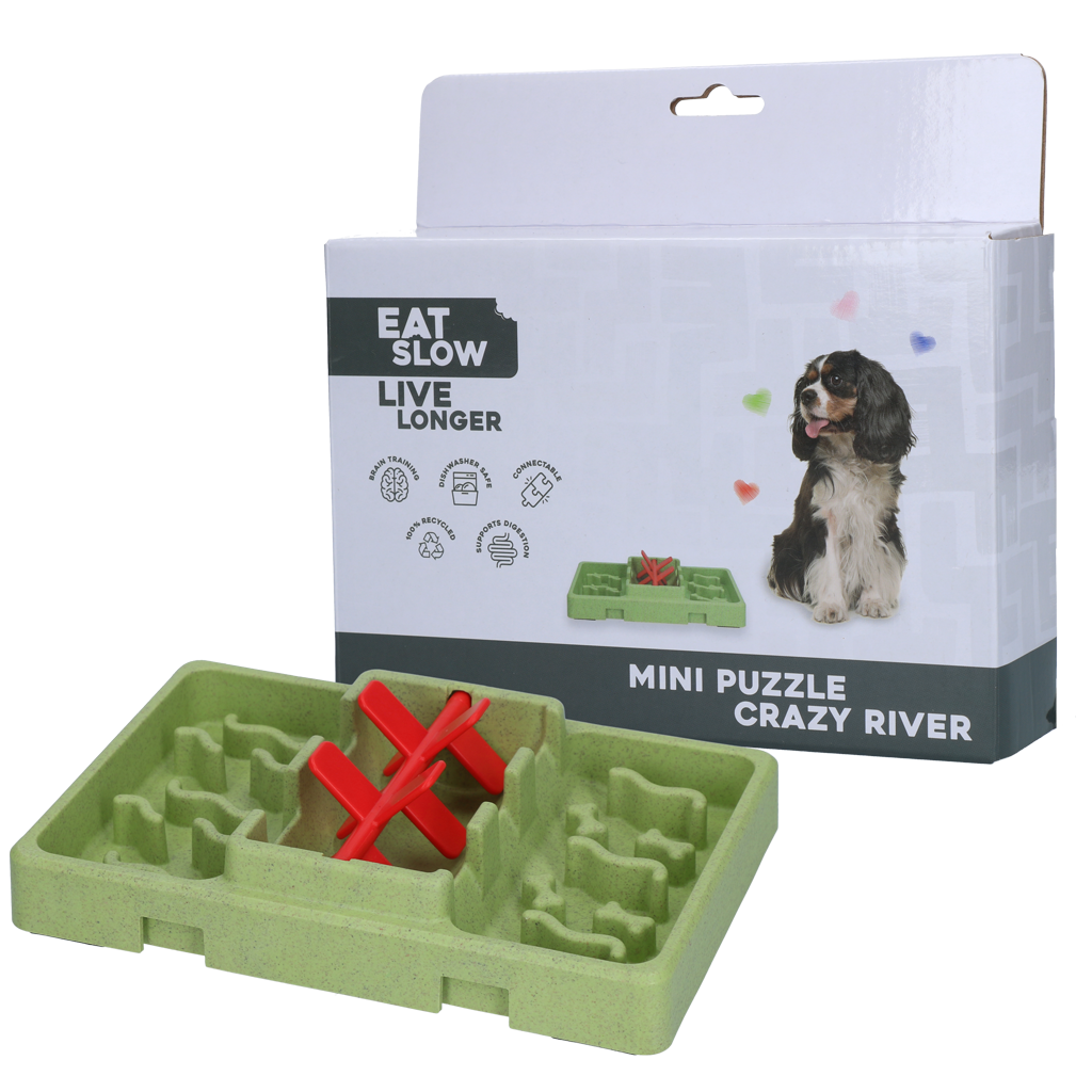 Eat Slow Live Longer Futterpuzzle Mini, Crazy River, für kleine Hunde, 13 x 19 cm