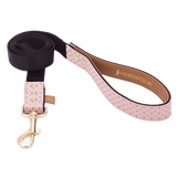 FriendshipCollar Hundeleine, veganes Leder, pastellrosa, goldene Herzchen, 120 x 2,5 cm