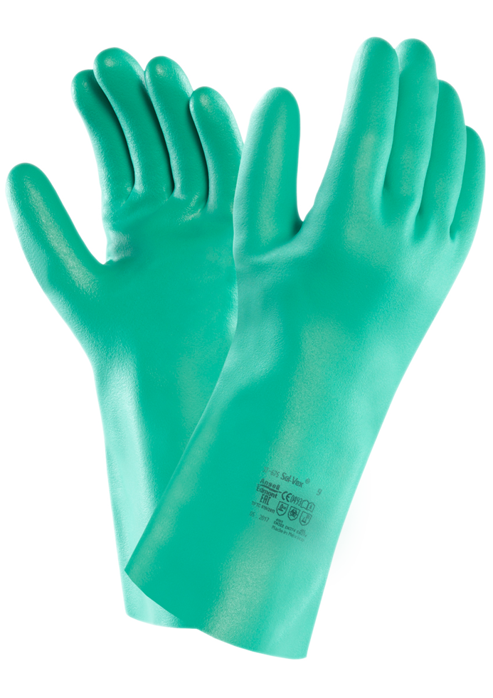 Chemikalienschutzhandschuhe Sol-Vex, Nitril, Größe 11 XXL, 33 cm, 0,38 mm, Baumwollvelour