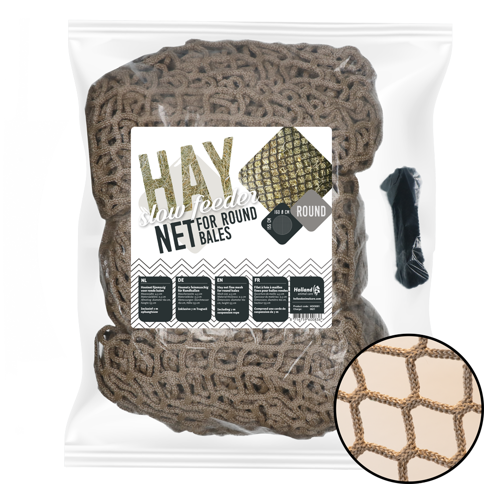 Heunetz Slow Feeder, Rundballen, Polypropylen, feinmaschig, ⌀160 cm x 155 cm