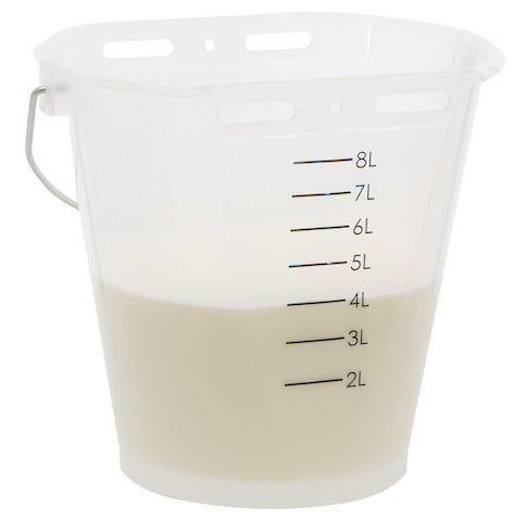 Kälbereimer, weiß transparent, flach, 2-seitig, 8 l
