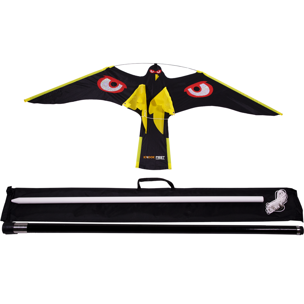 Knock Pest Vogelabwehr-Drachen Set, 120 x 60 cm, Mast 7 m