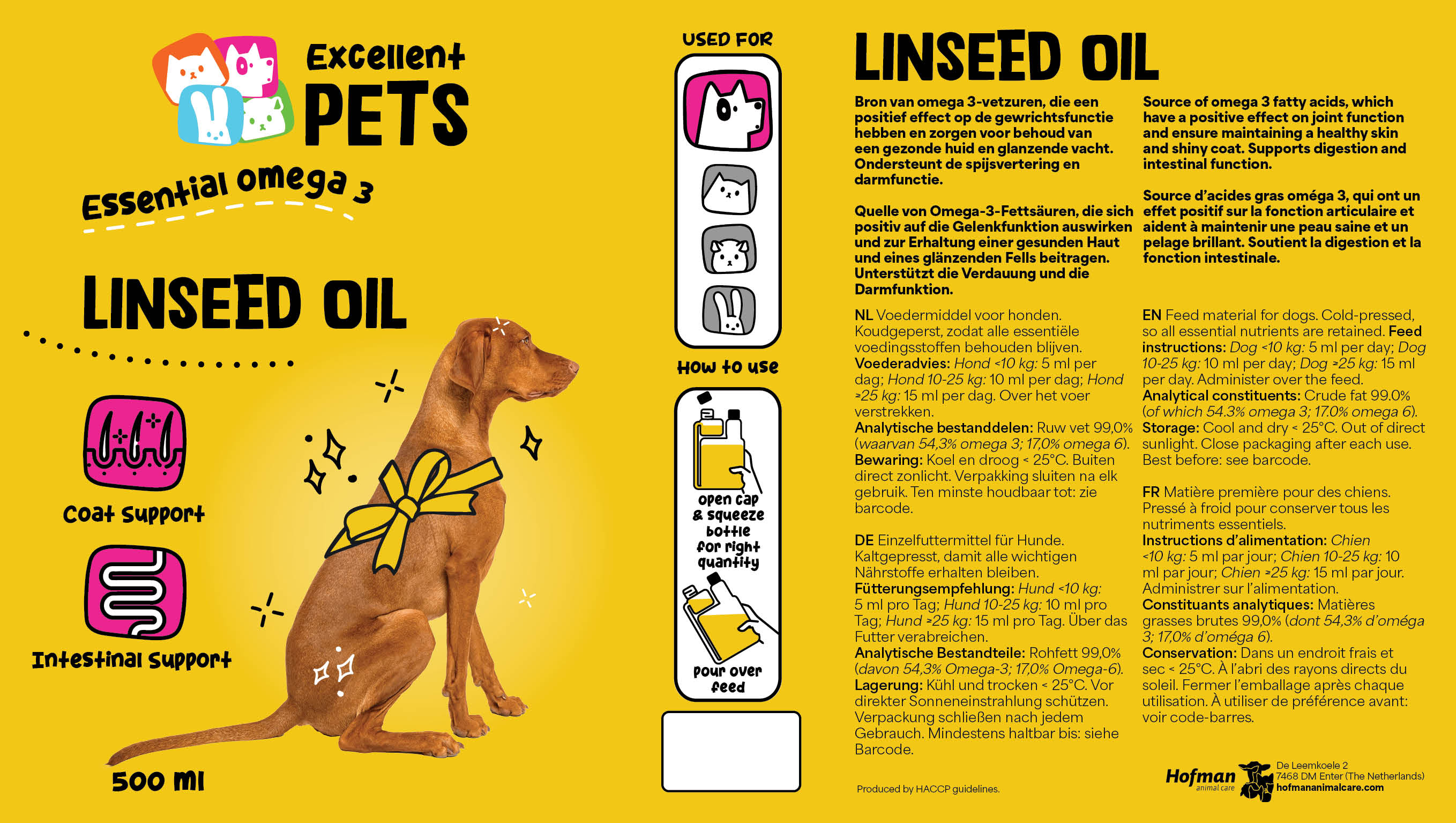 Excellent Pets Leinsamenöl, kaltgepresst, 500 ml