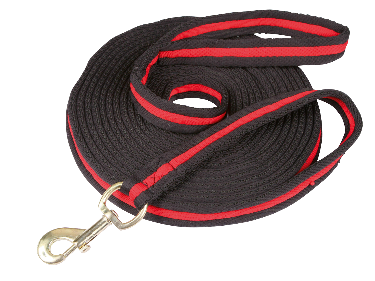Longierleine, Soft-Grip, Drehkarabiner, Schwarz/Rot, 8 m