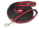Longierleine, Soft-Grip, Drehkarabiner, Schwarz/Rot, 8 m
