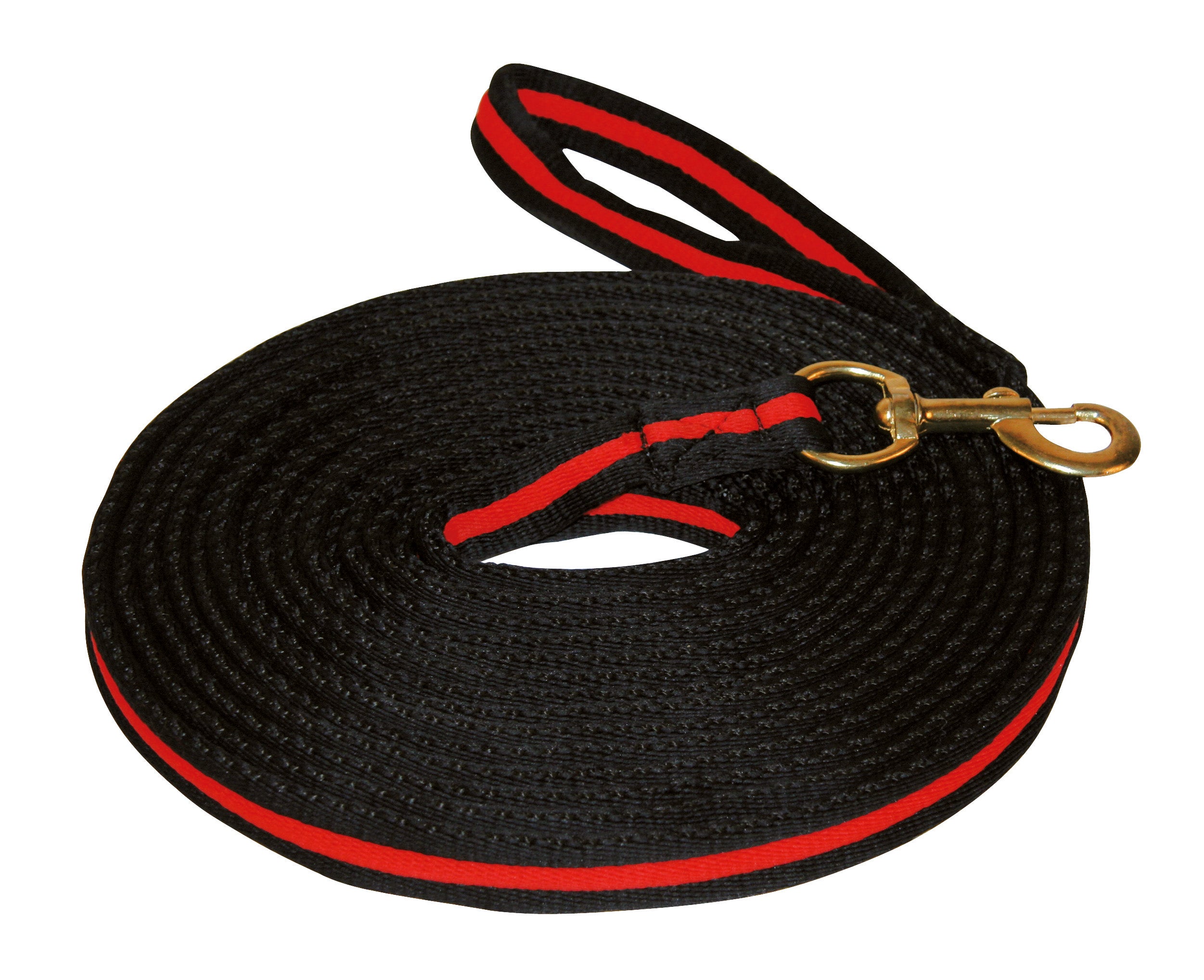 Longierleine, Soft-Grip, Drehkarabiner, Schwarz/Rot, 8 m