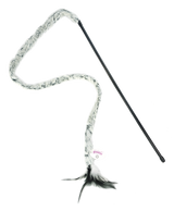 Pawise Katzenspielzeug, Plüschwedel, Federn, Stablänge 46 cm, Gesamtlänge 130 cm