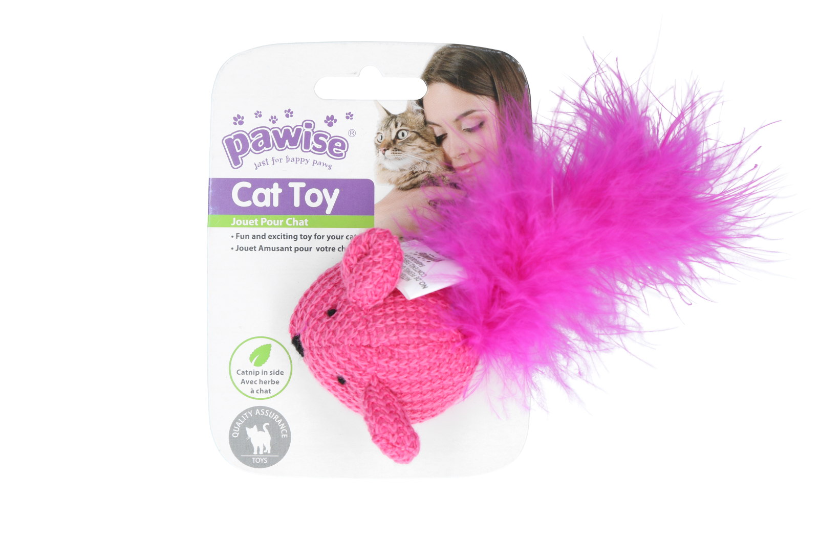 Pawise Katzenspielzeug Maus, Wolle, Catnip, Federn, 14 cm