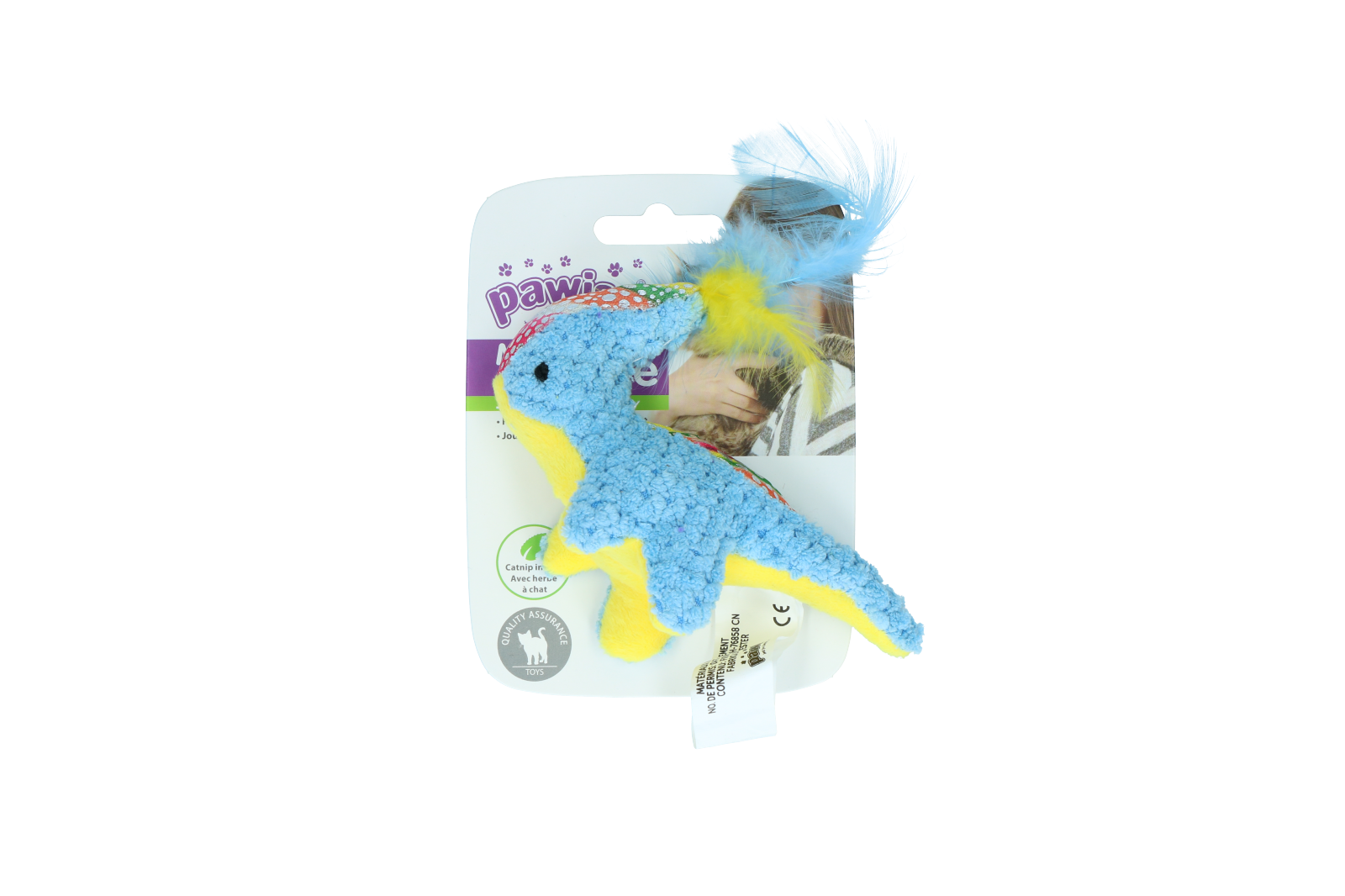 Pawise Katzenspielzeug, Dinosaurier, Plüsch, Catnip, Federn, 12 x 12 cm