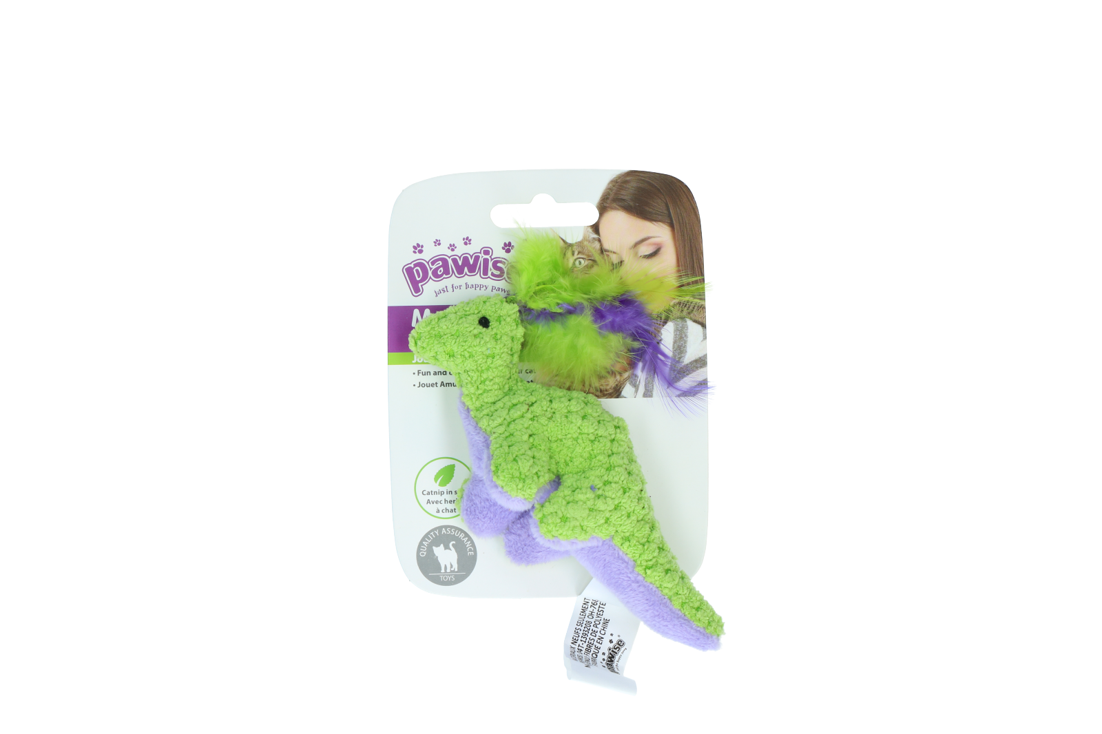 Pawise Katzenspielzeug, Dinosaurier, Plüsch, Catnip, Federn, 12 x 12 cm