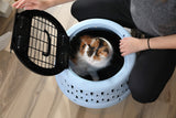 Petmate Katzentransportbox Get-A-Round, rund, Kunststoff, blau, bis 9 kg, 22,9 x 48,3 x 33 cm