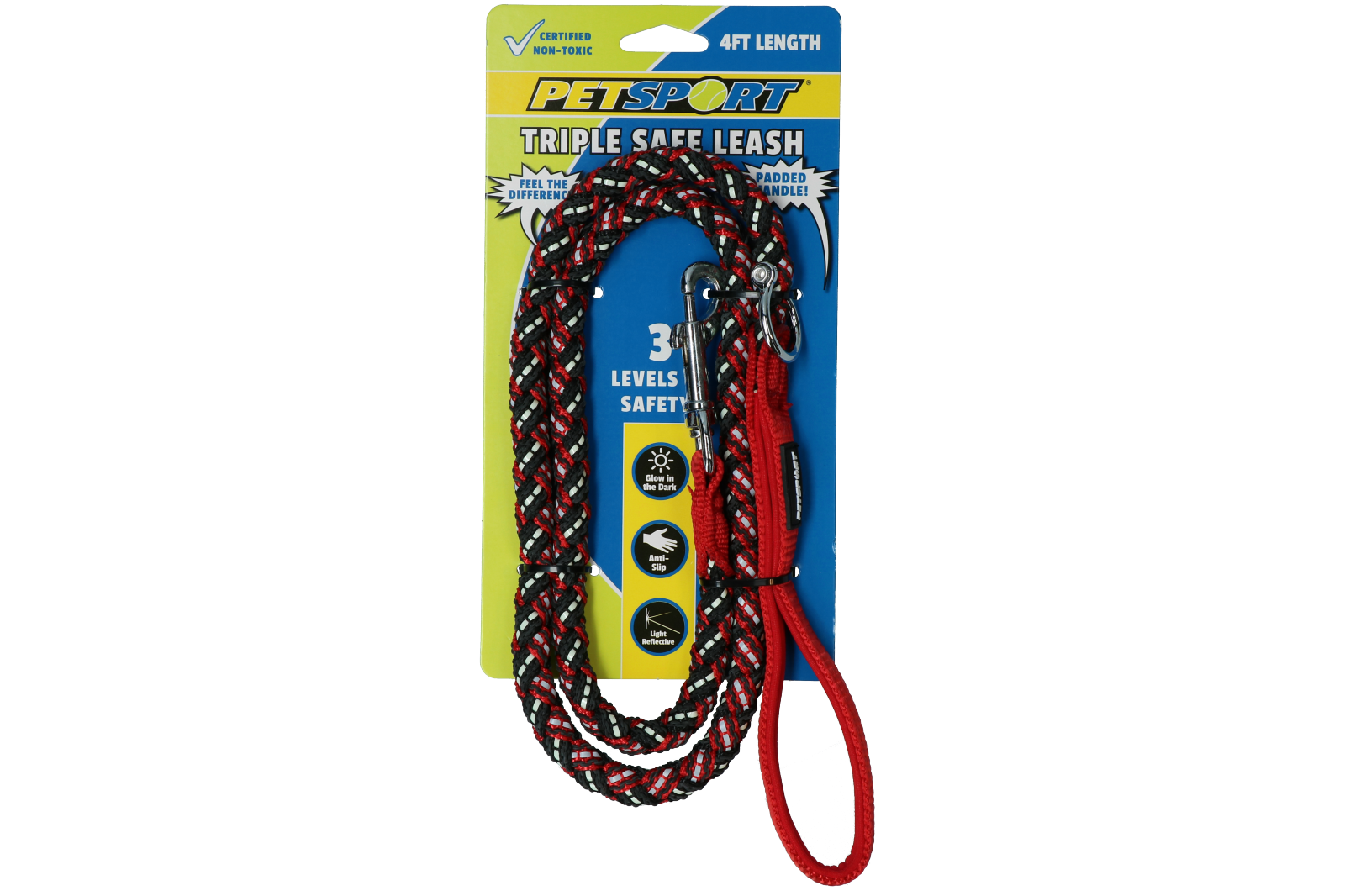 Petsport Hundeleine Triple Safe, rot, 1,2 m