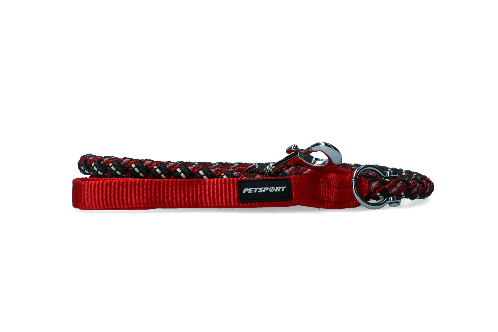 Petsport Hundeleine Triple Safe, geflochten, leuchtend, gepolsterter Griff, rot, 1,8 m