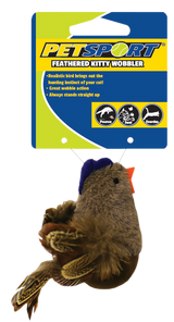Petsport Katzenspielzeug Feathered Kitty Wobbler, Fleece, Feder, braun, 8,5 cm