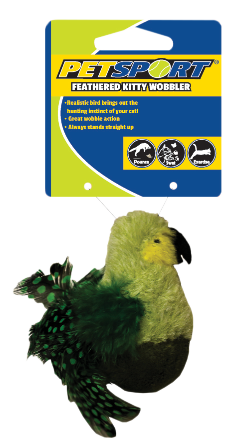 Petsport Katzenspielzeug Feathered Kitty Wobbler, grün, 8,5 cm