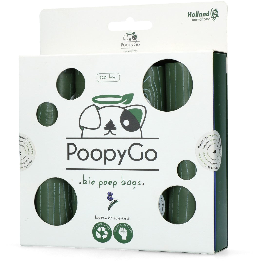 PoopyGo Hundekotbeutel, biologisch abbaubar, Lavendelduft, 21 x 33 cm, 120 St.