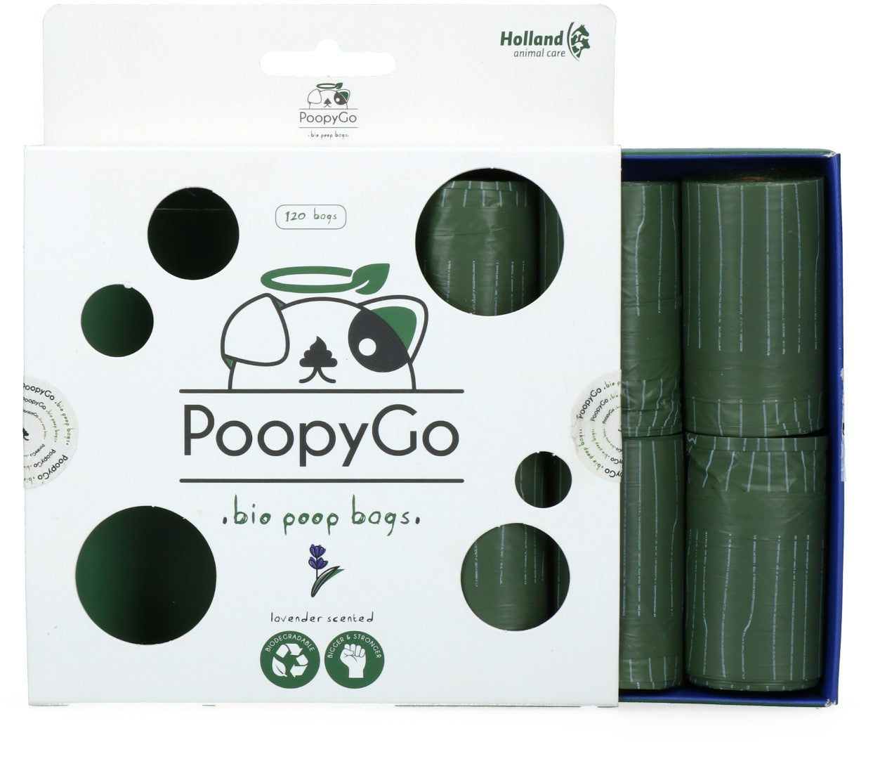 PoopyGo Hundekotbeutel, biologisch abbaubar, Lavendelduft, 21 x 33 cm, 120 St.