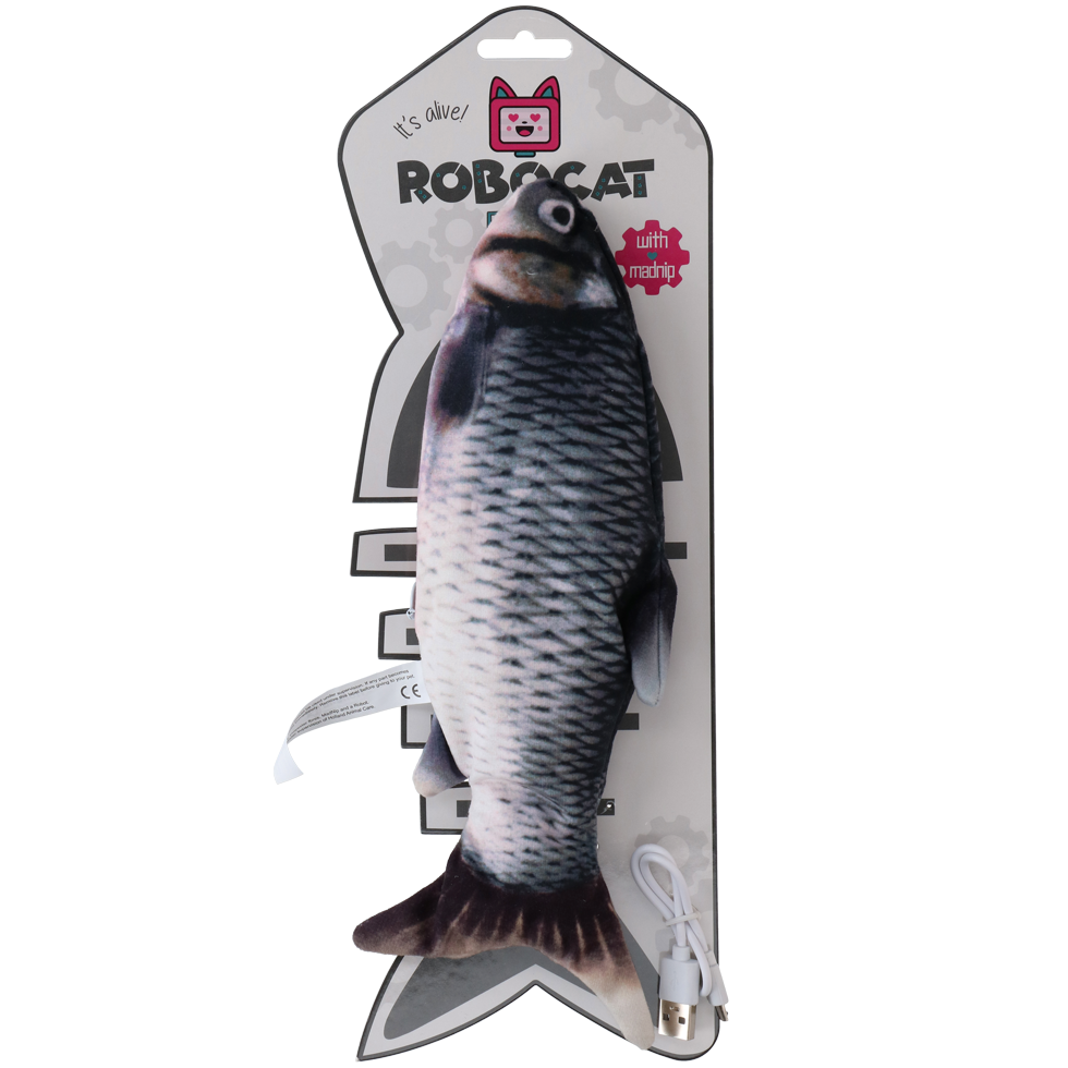 Robocat Katzenspielzeug Fisch, MADNIP-Füllung, USB aufladbar, 30 cm