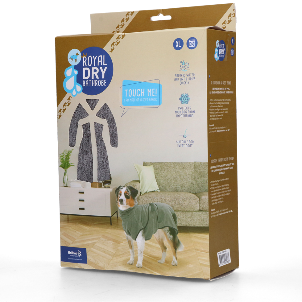 Royal Dry Hundebademantel, Chenille-Mikrofaser, saugfähig, schnell trocknend