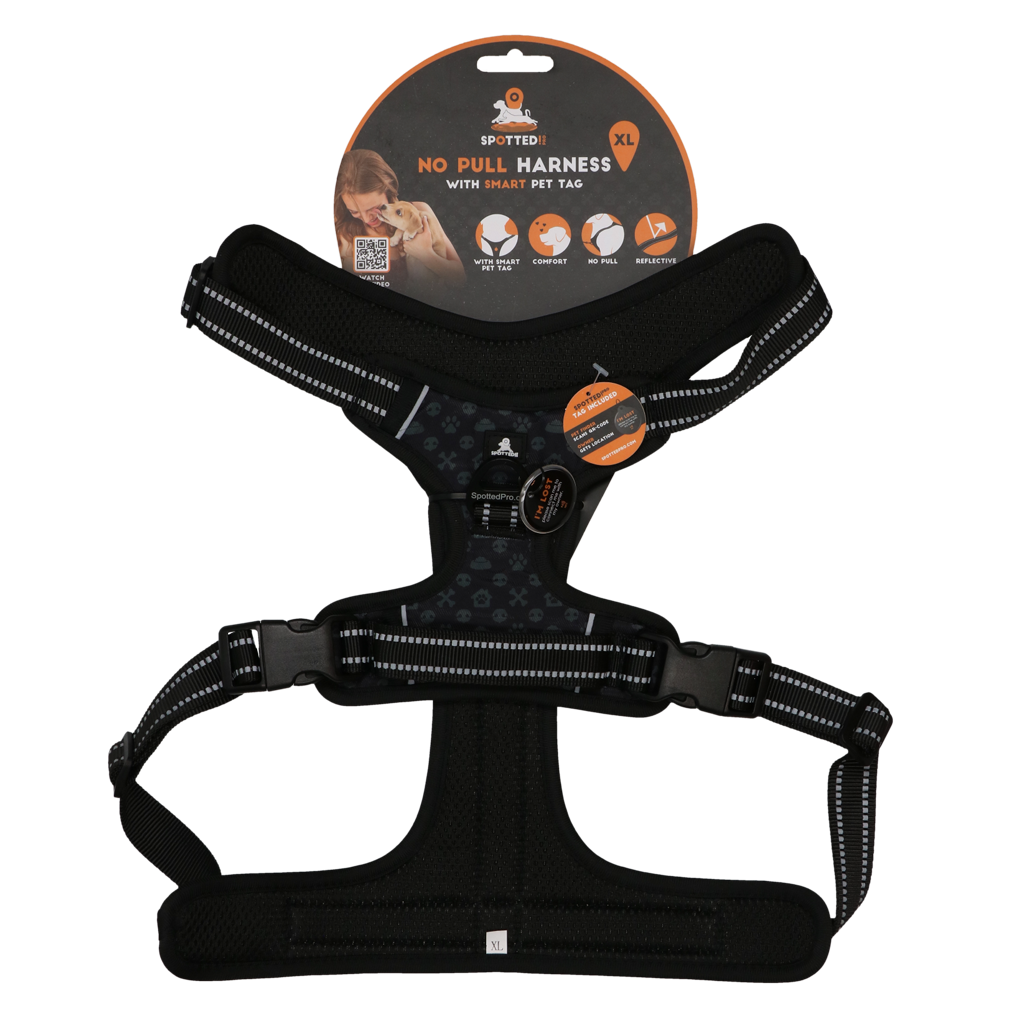 Spotted! Pro Hundegeschirr No Pull, dunkelgrau, XL, Hals 58–75 cm, Brust 72–100 cm