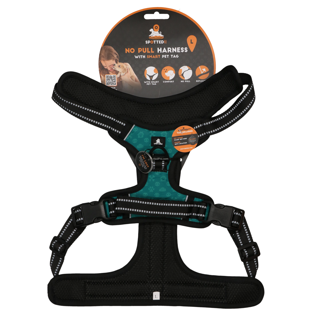 Spotted! Pro No Pull Hundegeschirr, Grün, Größe L, Halsumfang 50–65 cm, Brustumfang 62–84 cm