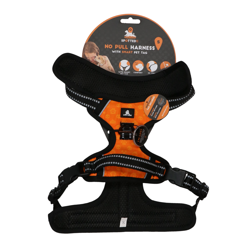 Spotted! Pro No Pull Hundegeschirr, Orange, S, Hals 38–50 cm, Brust 48–58 cm