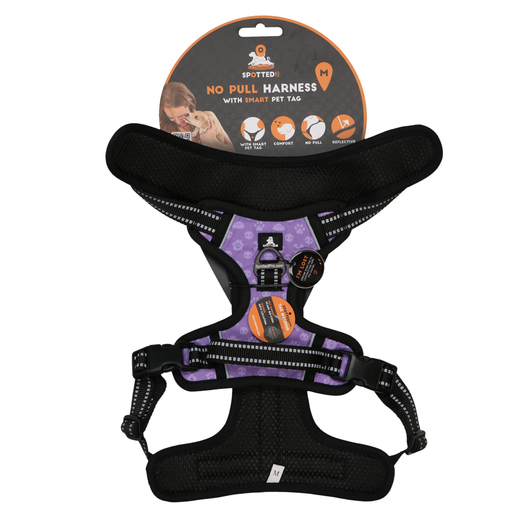 Spotted! Pro No Pull Hundegeschirr, lila, Größe M, Halsumfang 46–60 cm, Brustumfang 52–70 cm