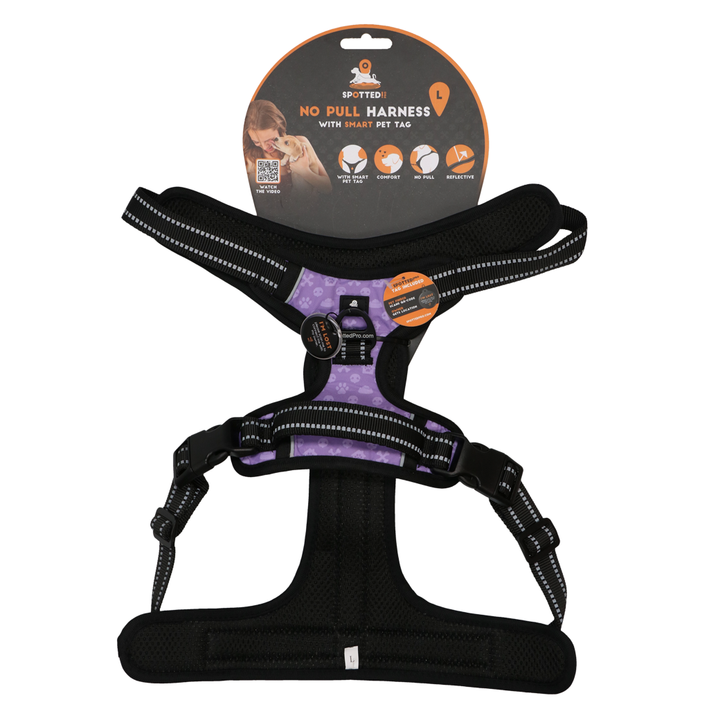 Spotted! Pro No Pull Hundegeschirr, lila, Größe L, Halsumfang 50–65 cm, Brustumfang 62–84 cm