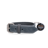 Spotted! Pro Lederhalsband aus Rindsleder, grau, hochwertig, robust