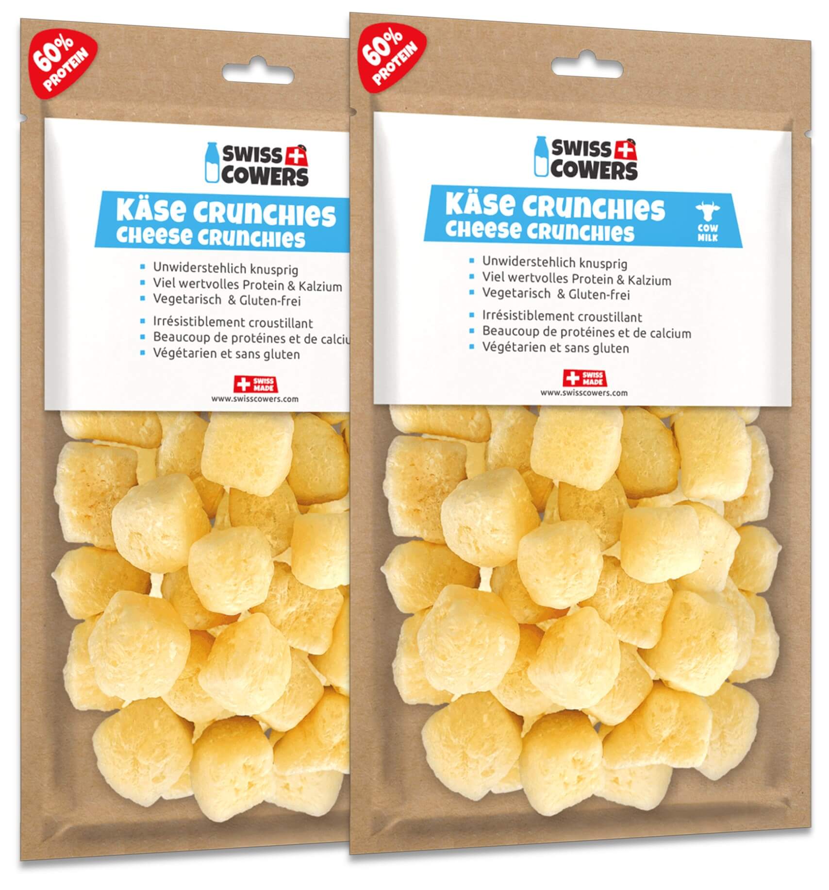 SwissCowers Cheese Crunchies Original, Käsesnack für Hunde, 80 g