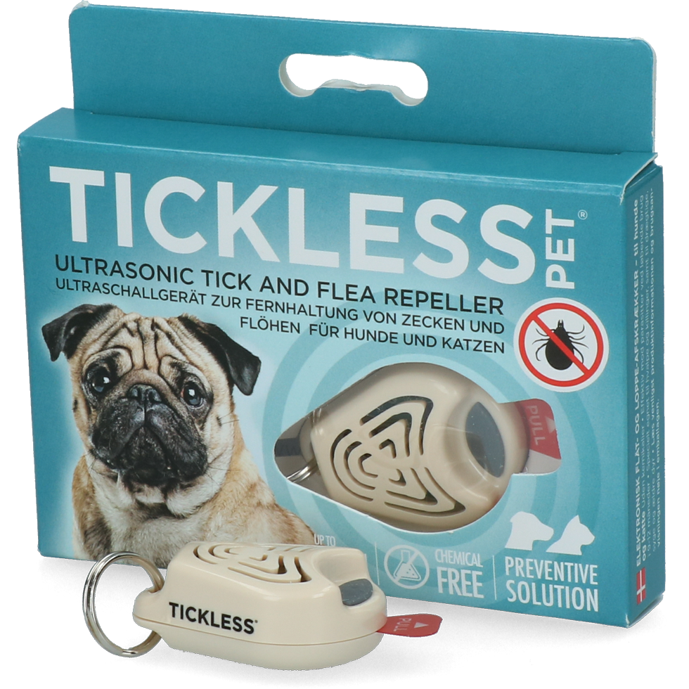 Tickless Pet Ultraschall Zeckenschutz für Hunde und Katzen, wirksam 6 Monate, beige