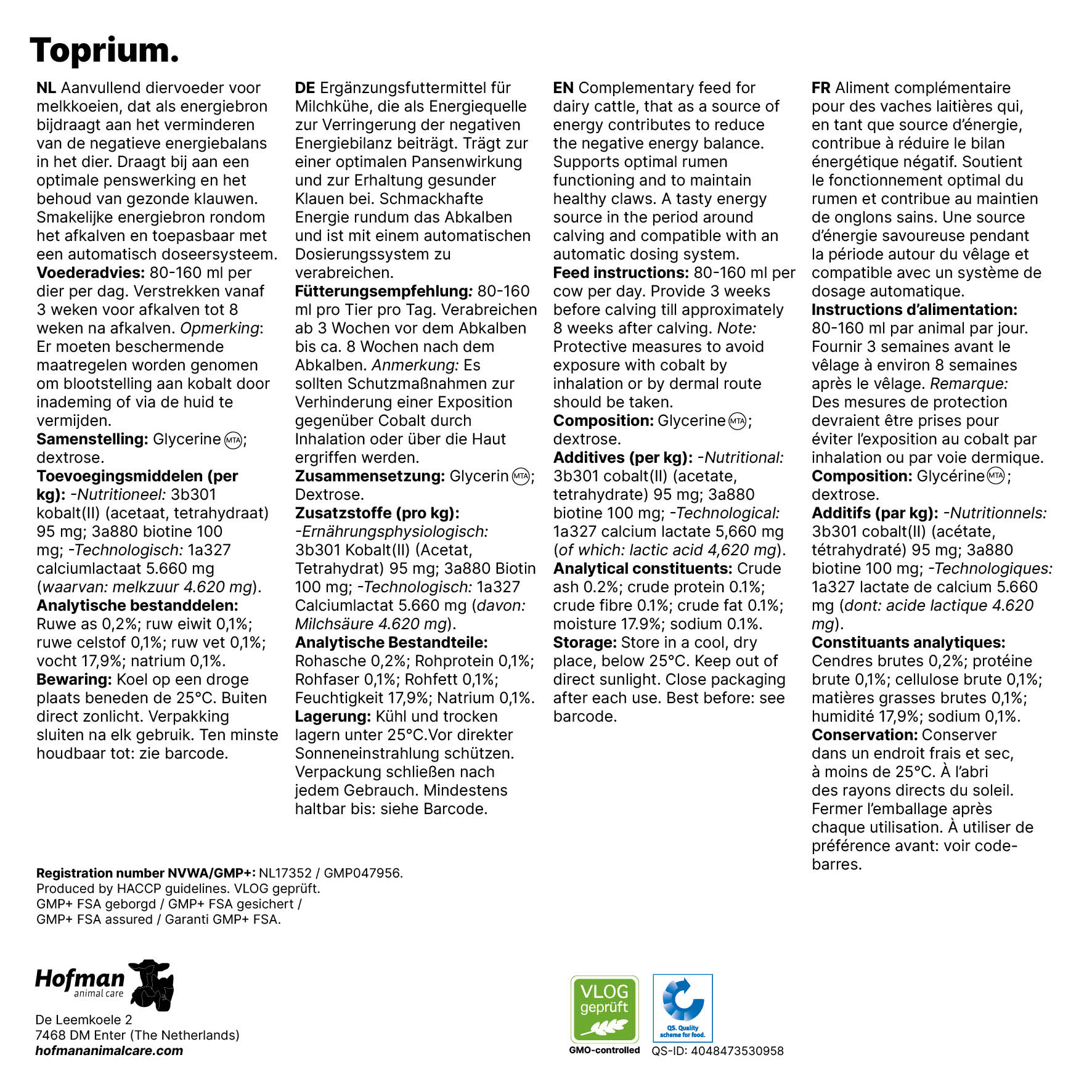 Excellent Toprium Ergänzungsfuttermittel für Milchvieh und Milchkühe Premiumqualität