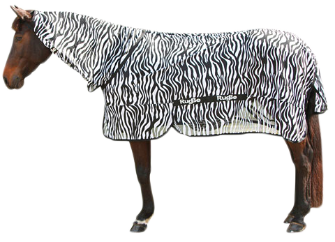 Fliegen- und Ekzemerdecke mit Halsteil, RugBe, Zebra, 195 cm