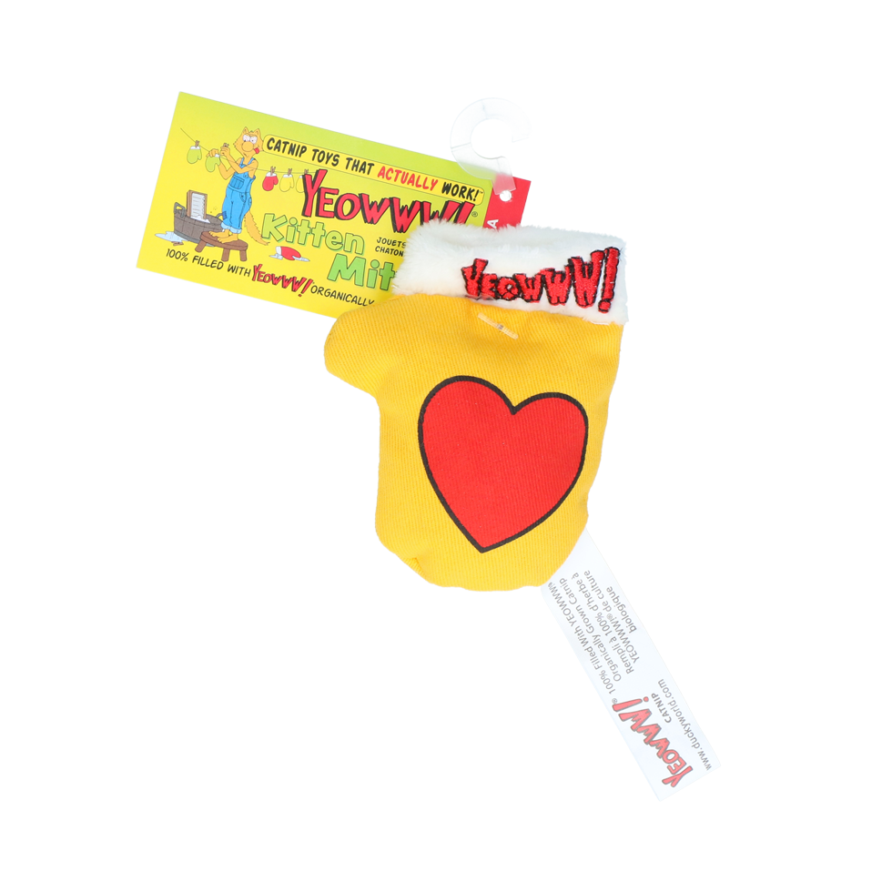 Yeowww! Katzenspielzeug Kitten Mitten, Katzenminze, Baumwolle, gelb, 8 cm