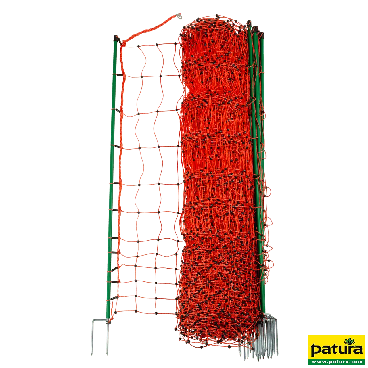 Geflügelnetz, orange, 112 cm hoch, mit Doppelspitze, 50 m