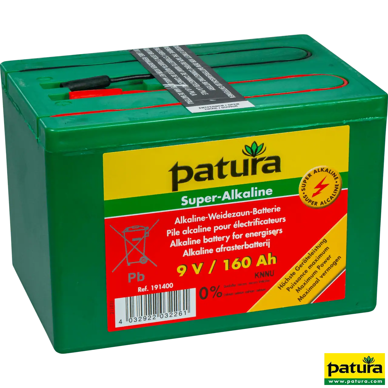 Super-Alkaline Weidezaun-Batterie 9 V / 160 Ah, kleines Gehäuse