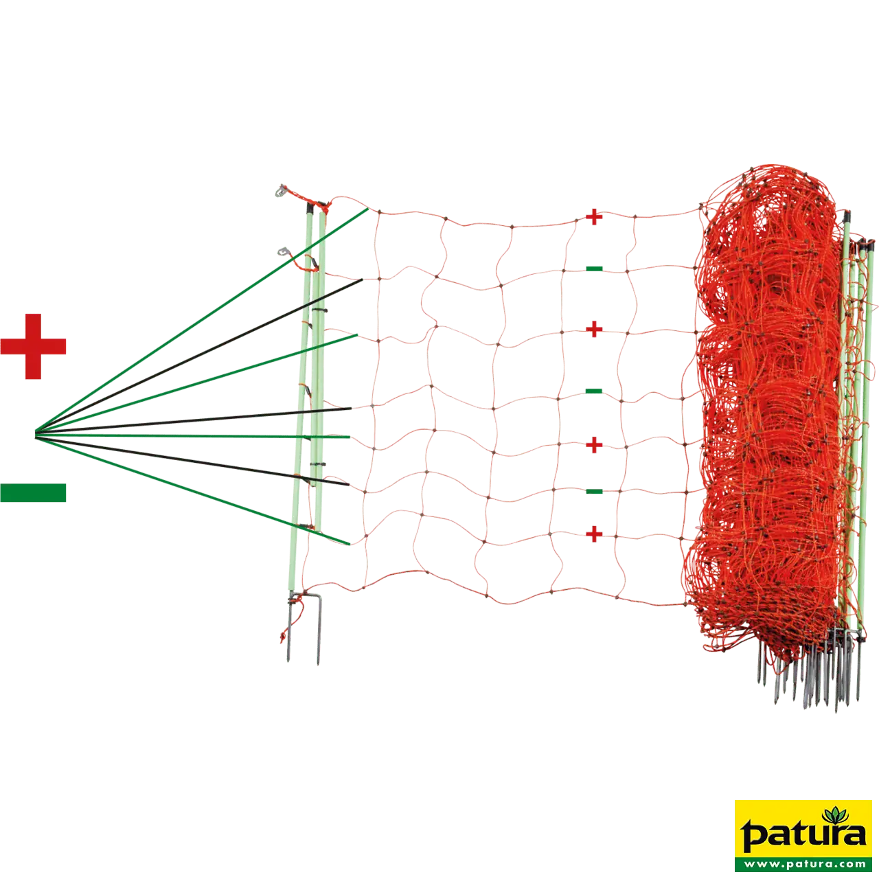Elektrozaunnetz "plus/minus" 106 cm hoch mit Doppelspitze, 50 m