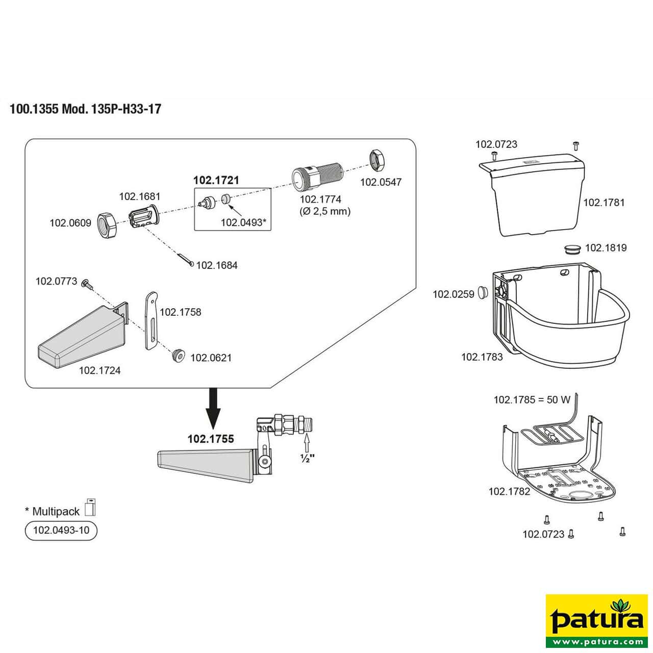 Schwimmerventil-Becken Modell 135PH Hochdruckventil, Inhalt 6 Liter