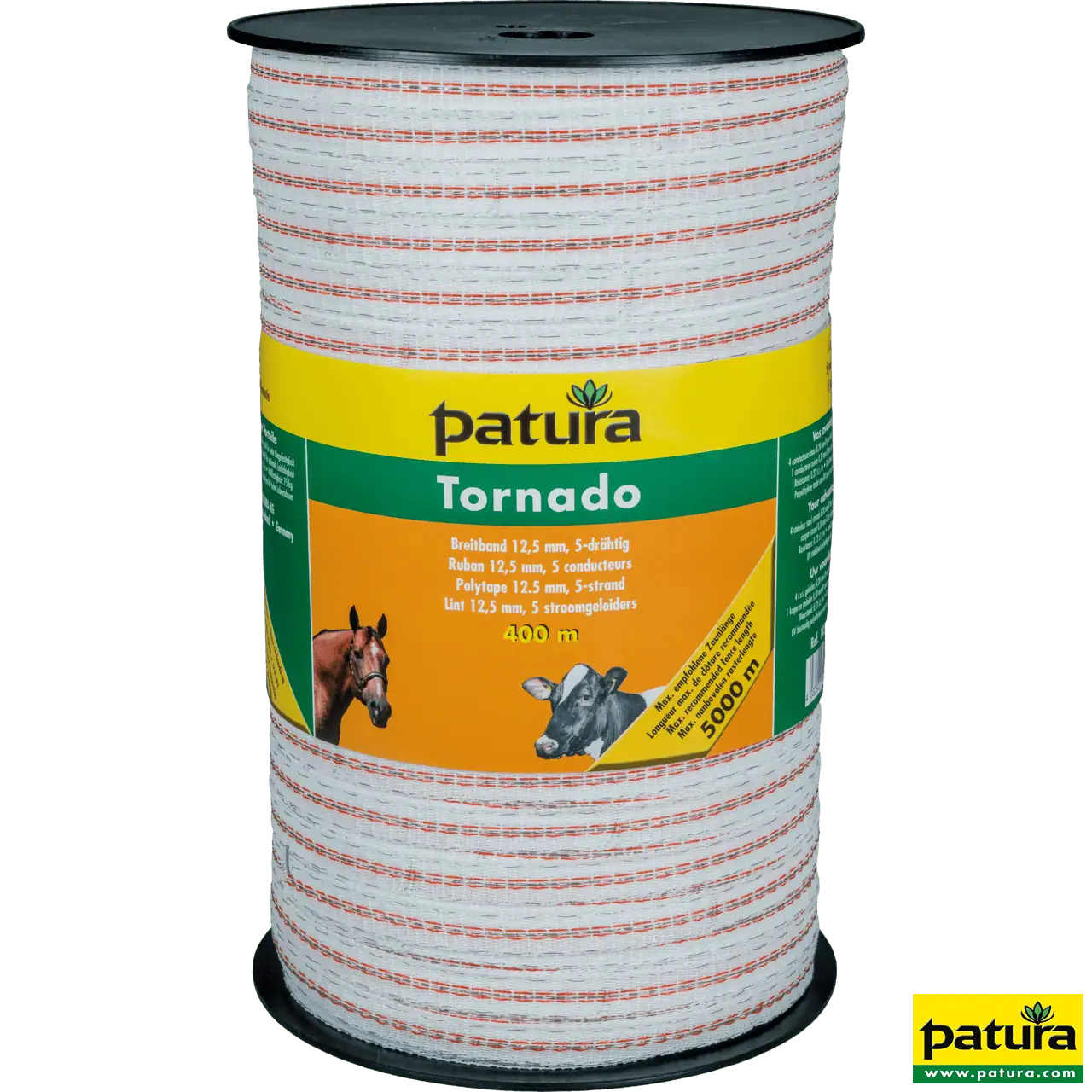Tornado Breitband 12,5 mm, 400 m Rolle 4 Niro 0,20mm, 1 Cu 0,30mm, weiss-orange