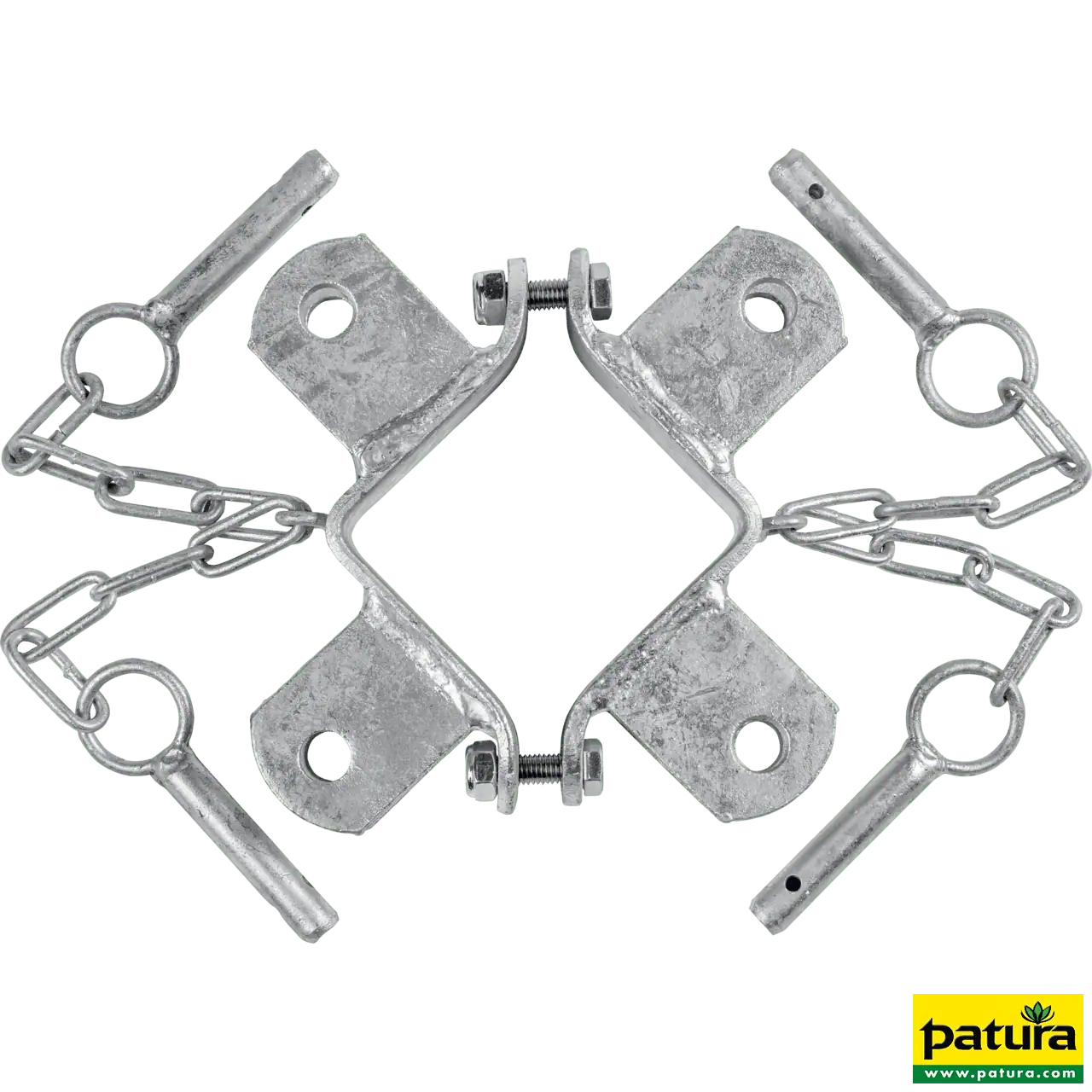 Schelle Quadrat 90 mm, 4 Halter, winklig, vz