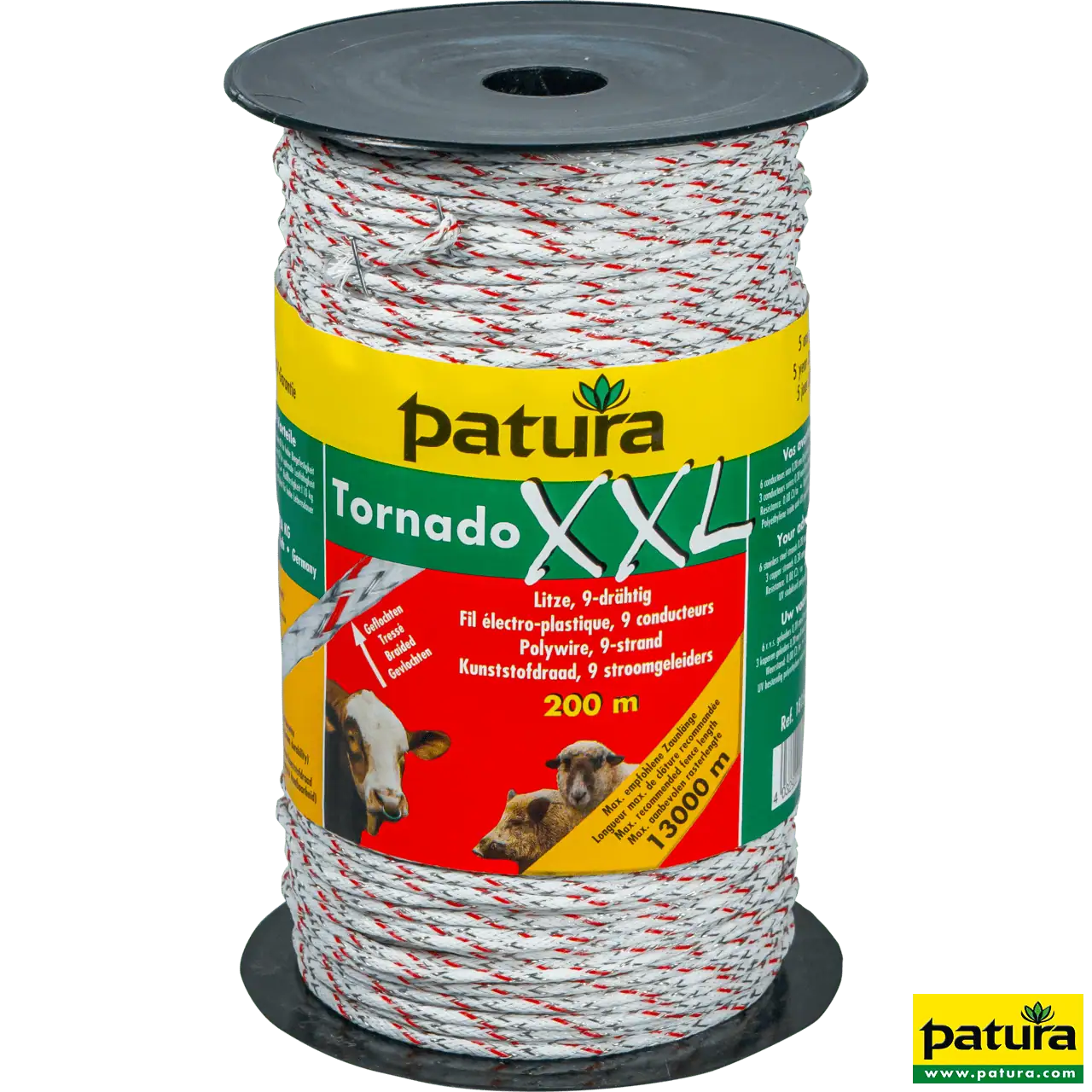 Tornado XXL Litze, 200 m Rolle geflochtene Litze, weiss-rot