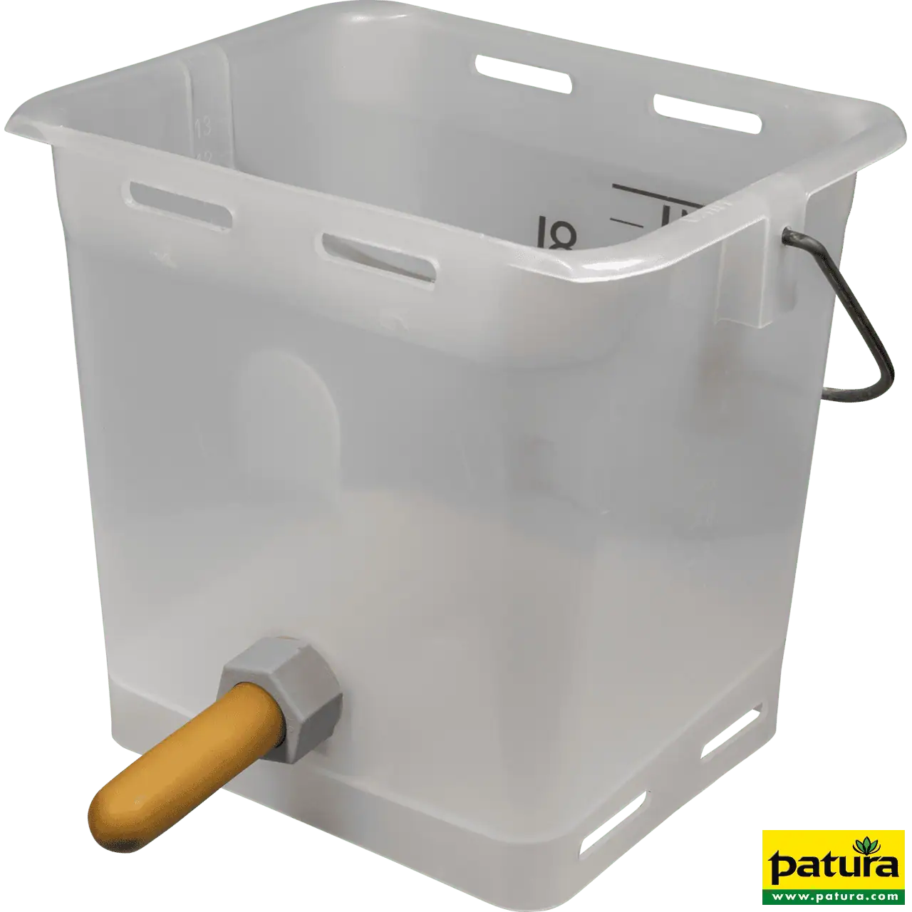 Nuckel-Tränkeeimer 13 l, transparent kpl. mit Sauger, weich und Kugelventil