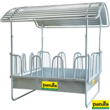 Compact-Viereckraufe 12 Fressplätze mit Sicherheits-Palisadenfressgittern