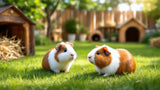 Meerschweinchen im Gehege auf Einstreu