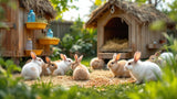 Kaninchenzucht – gesunde Kaninchen im Stall für Zucht und Hobby
