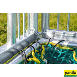 Rahmen für Futtersparnetz, Viereckraufe, Sicherheits-Palisaden, 8 Fressplätze, 1,42 x 1,42 m