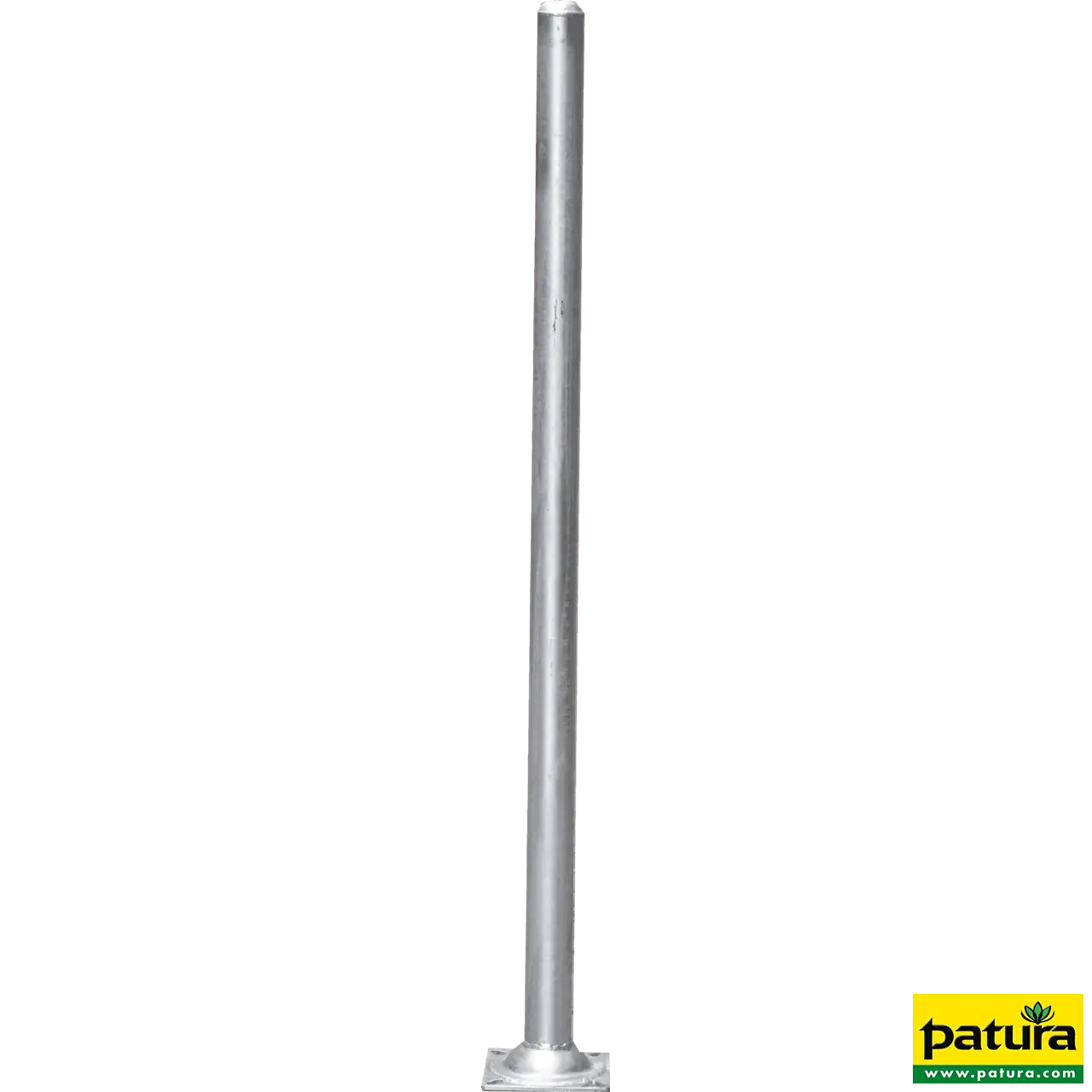 Pfosten d=76 x 3,6 mm, L= 1,65 m, mit Bodenplatte, vz