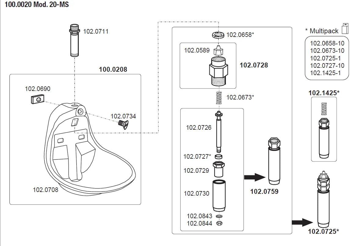 Rohrventil-Becken Mod. 20
