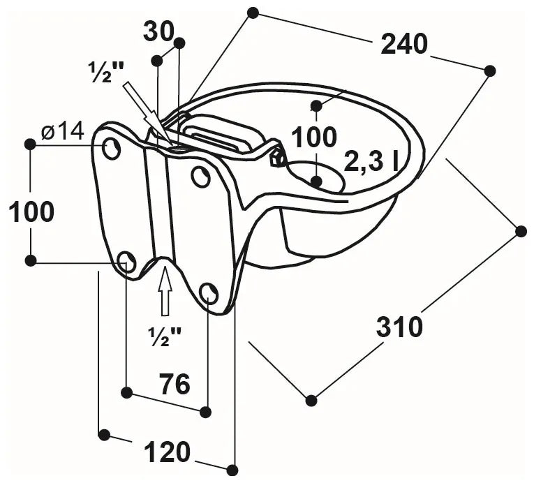 Zungenventil-Becken Mod. 115